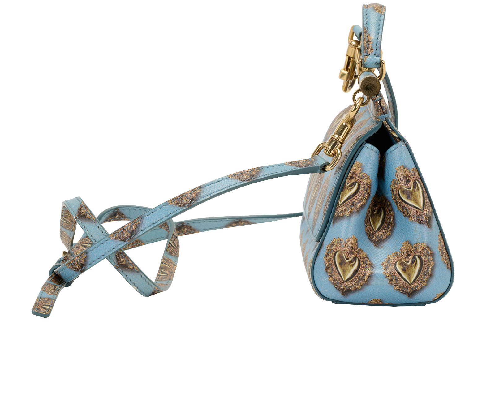 Mini Miss Sicily Sacred Hearts, &pound;450, Handbags, Blue, Leather, Side view